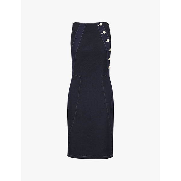 Shiro Sakai Boat-neck button-embellished wool midi dress