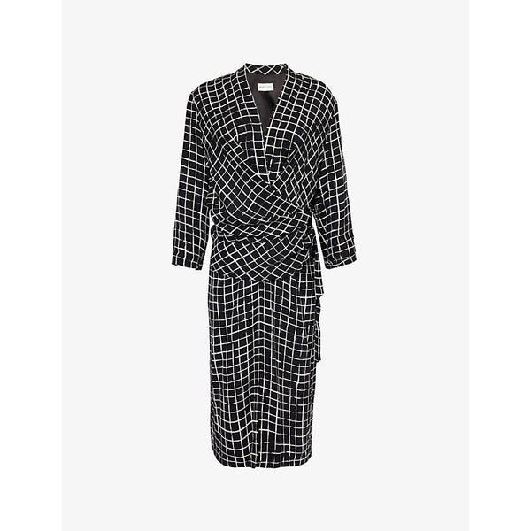 Dries Van Noten Darminas check-pattern wrap-front woven midi dress