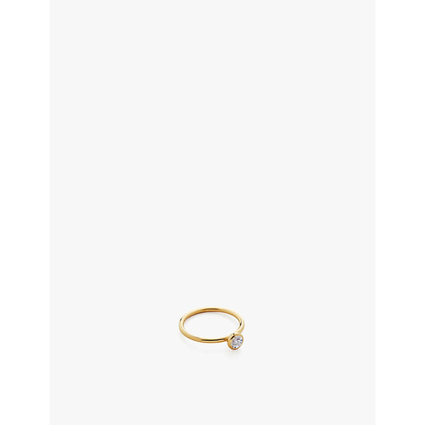  Monica Vinader Solitaire 18ct yellow gold-plated vermeil sterling-silver and 0.06ct lab-grown diamond ring