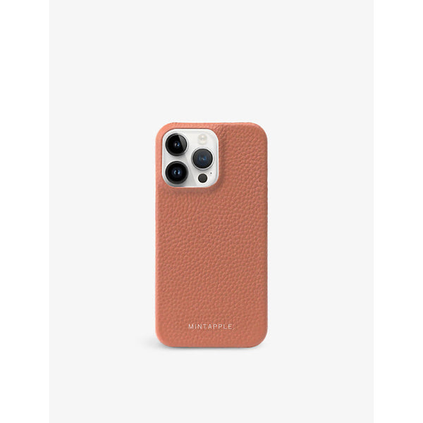 Mintapple Brand-print leather iPhone 15 Pro case | LYBSTORE