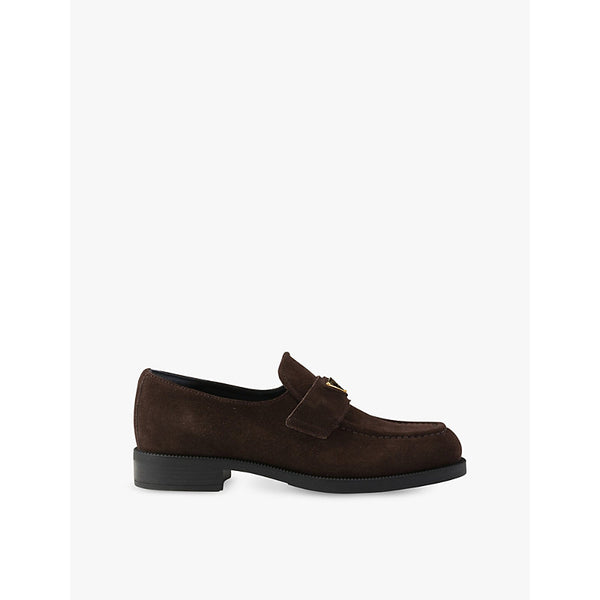 Prada Logo-plaque chunky-sole suede loafers