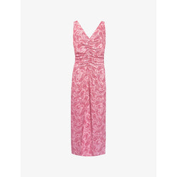 Ro&Zo Paisley-print rushed woven midi dress | RO&ZO