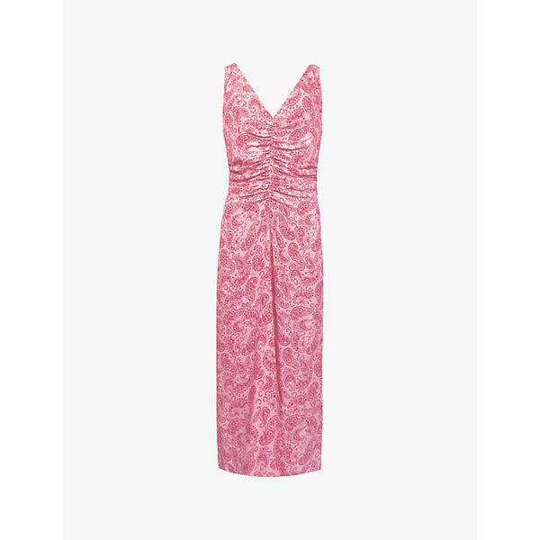 Ro&Zo Paisley-print rushed woven midi dress