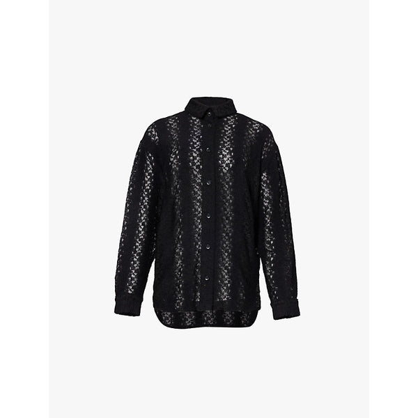  Won Hundred Zara crochet-pattern stretch-woven shirt