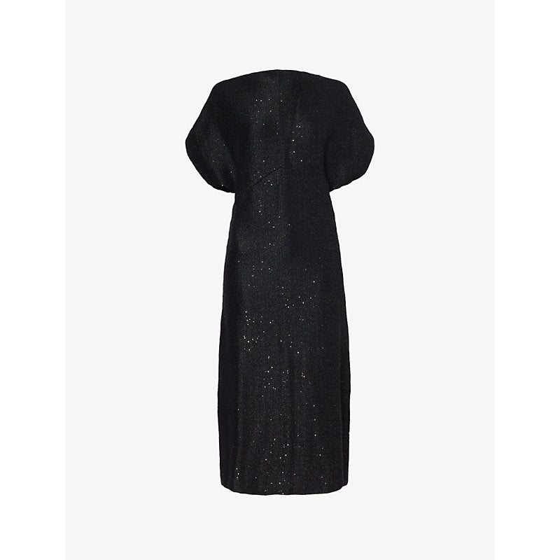 Philosophy Di Lorenzo Serafini Sequin-embellished draped-neck knitted midi dress | PHILOSOPHY DI LORENZO SERAFINI