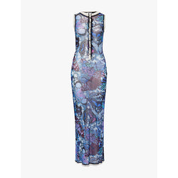 Jean Paul Gaultier Butterfly graphic-print stretch-mesh maxi dress | JEAN PAUL GAULTIER