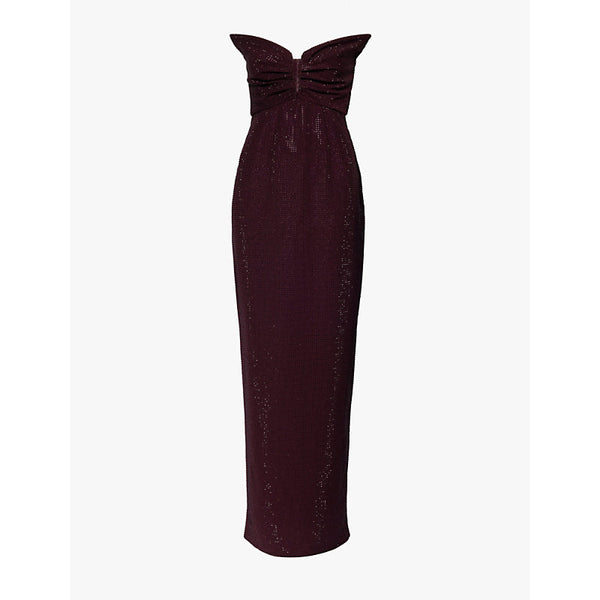 Roland Mouret Crystal-embellished corsetted crepe gown