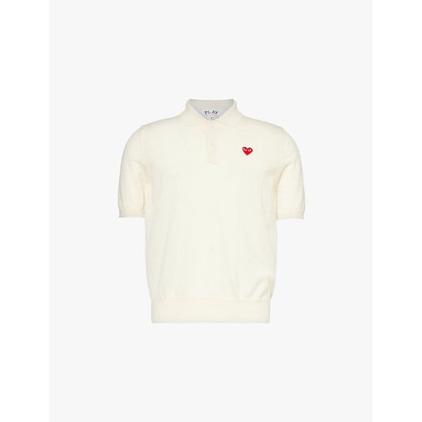  Comme Des Garcons Play Logo-patch short-sleeve wool polo shirt