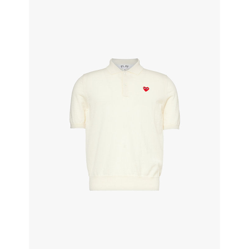  Comme Des Garcons Play Logo-patch short-sleeve wool polo shirt