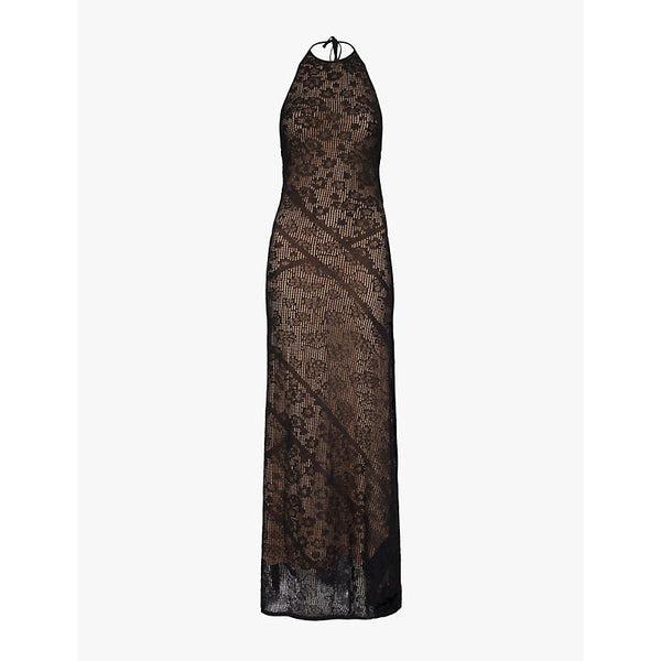 Holzweiler Lace halterneck stretch-knit  midi dress