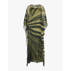 Alberta Ferretti Abstract-print chiffon-texture relaxed-fit silk maxi dress | ALBERTA FERRETTI