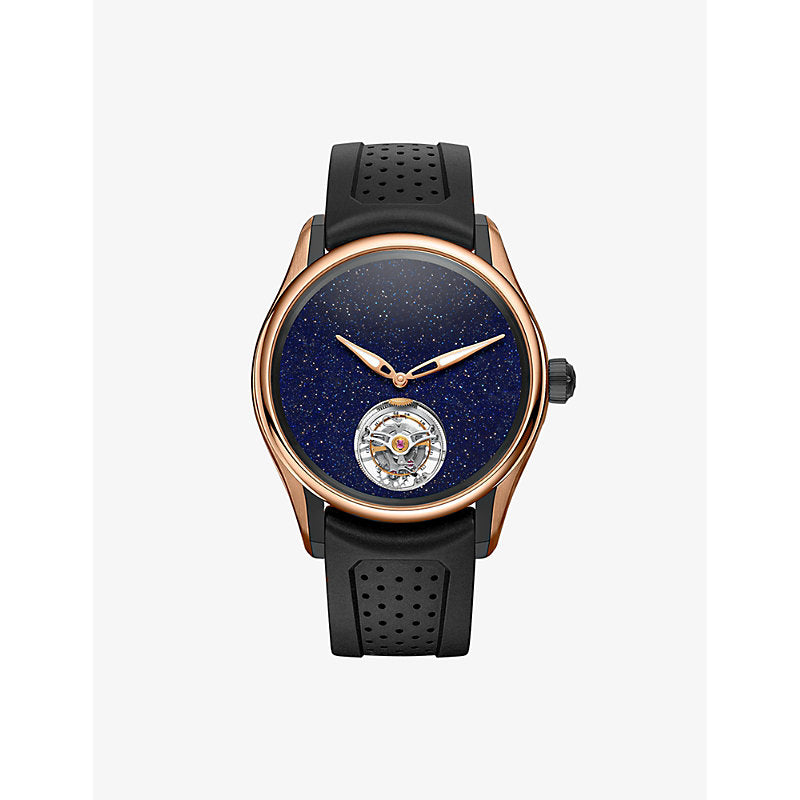 H.Moser & Cie 3804-0901 Pioneer Tourbillon rose-gold and rubber automatic watch