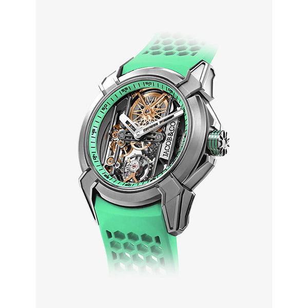 Jacob And Co EX110.20.AA.AO.A Epic x Skeleton titanium and rubber automatic watch