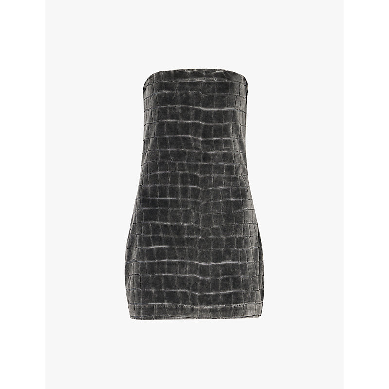 Alexander Wang Crocodile-jacquard strapless velour mini dress | ALEXANDER WANG