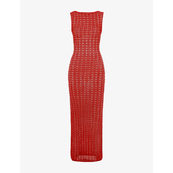 Womens Mistress Rocks Slim-fit pointelle-texture knitted maxi dress