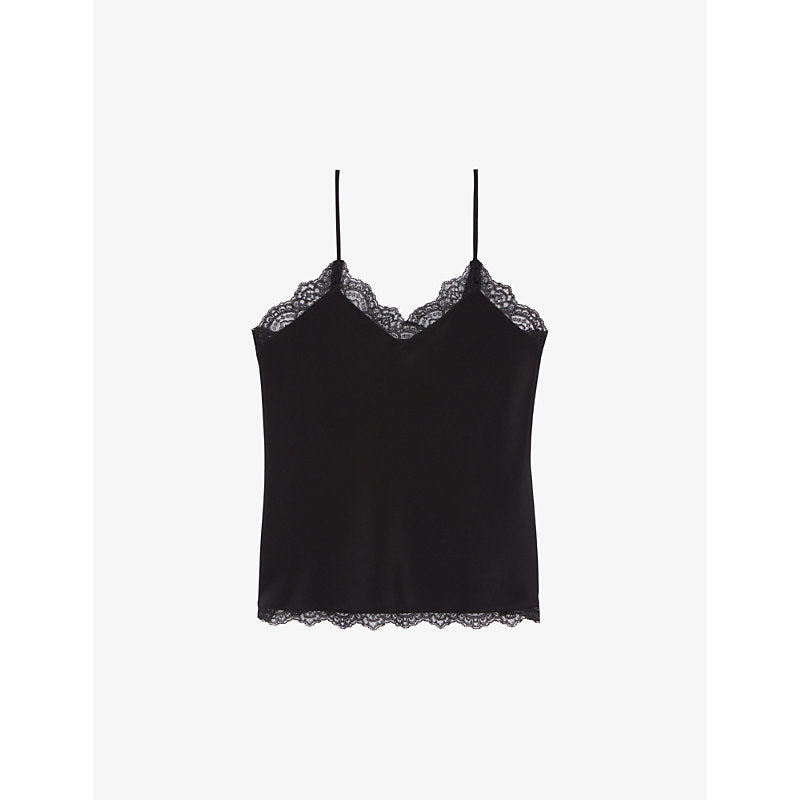  The Kooples Lace-embroidered relaxed-fit silk top