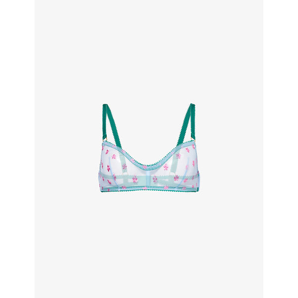  Dora Larsen Sage floral-embroidered recycled-nylon bra