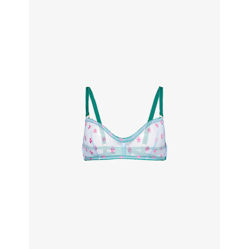  Dora Larsen Sage floral-embroidered recycled-nylon bra