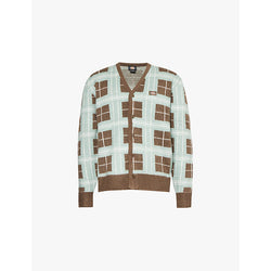  Dickies Stevensville brand-appliqué check knitted cardigan