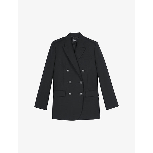 The Kooples Double-breasted peak-lapel wool-blend jacket