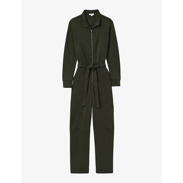 Reiss Ray belted-waist slim-fit stretch-woven jumpsuit