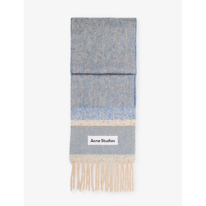  Acne Studios Stripe fringed alpaca-blend scarf