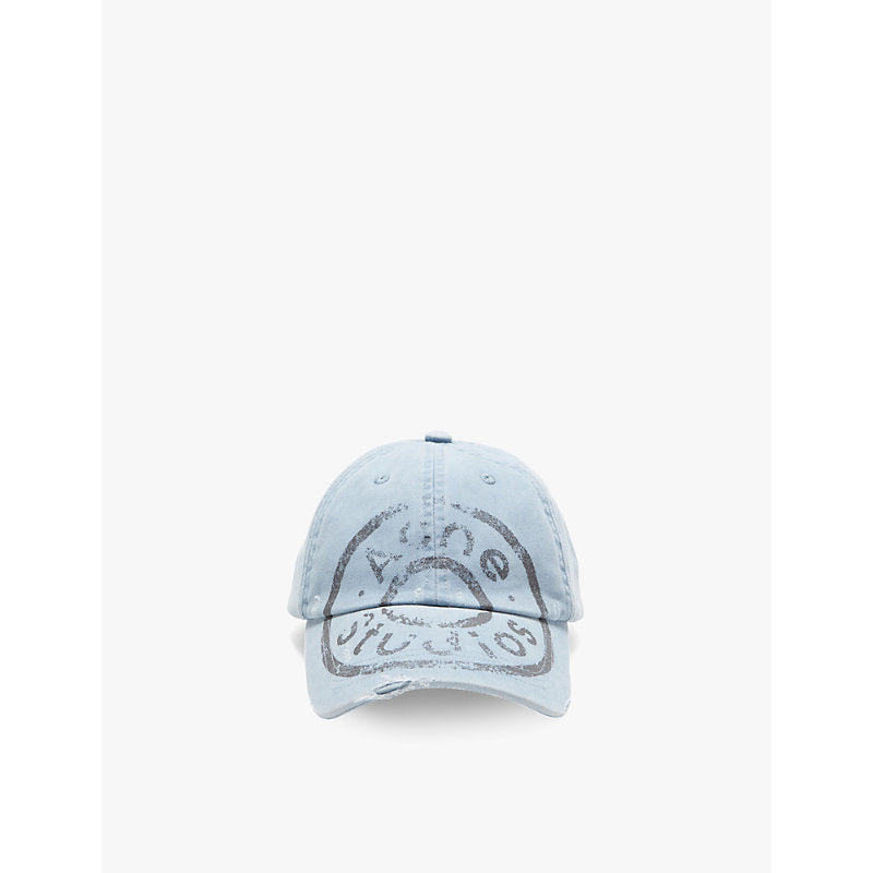  Acne Studios Brand-print distressed cotton baseball cap