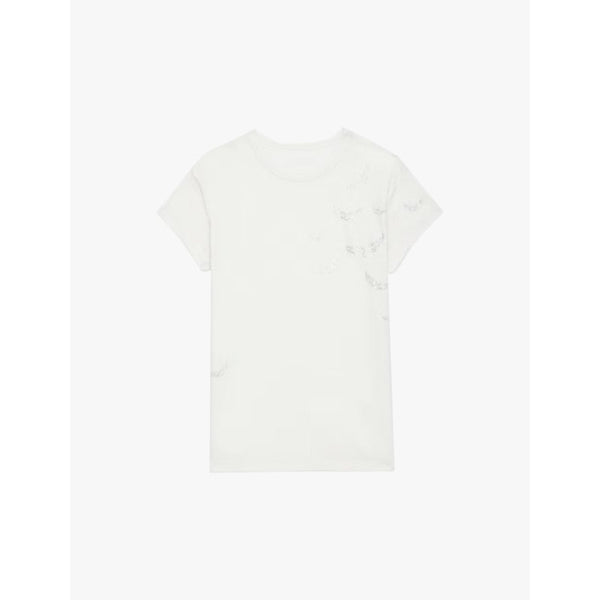  Zadig&Voltaire Anya diamante-embellished short-sleeve cotton-blend T-shirt