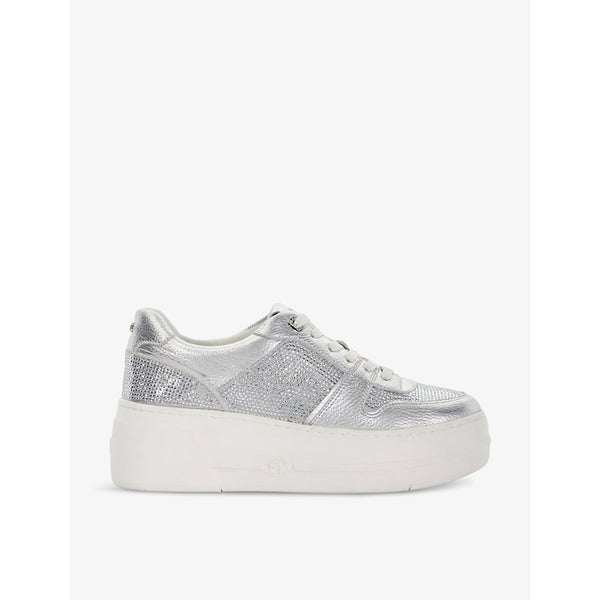 Dune Evangelyn 2 crystal-embellished woven platform low-top trainers