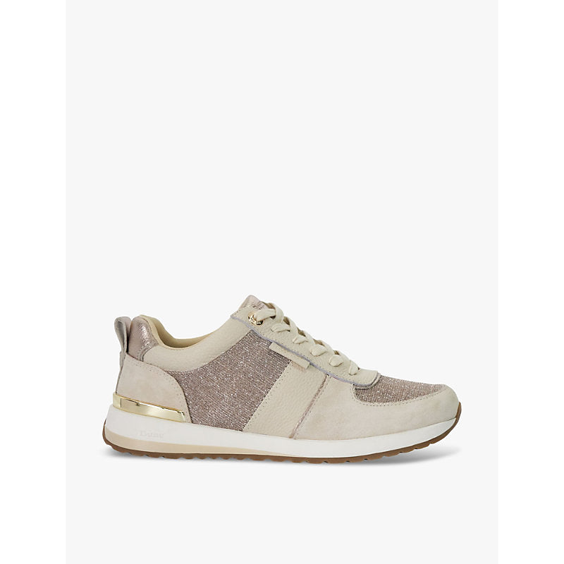 Dune Ego contrast-panel suede trainers