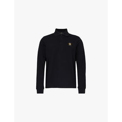  Belstaff Brand-patch long-sleeve relaxed-fit cotton-pique polo shirt