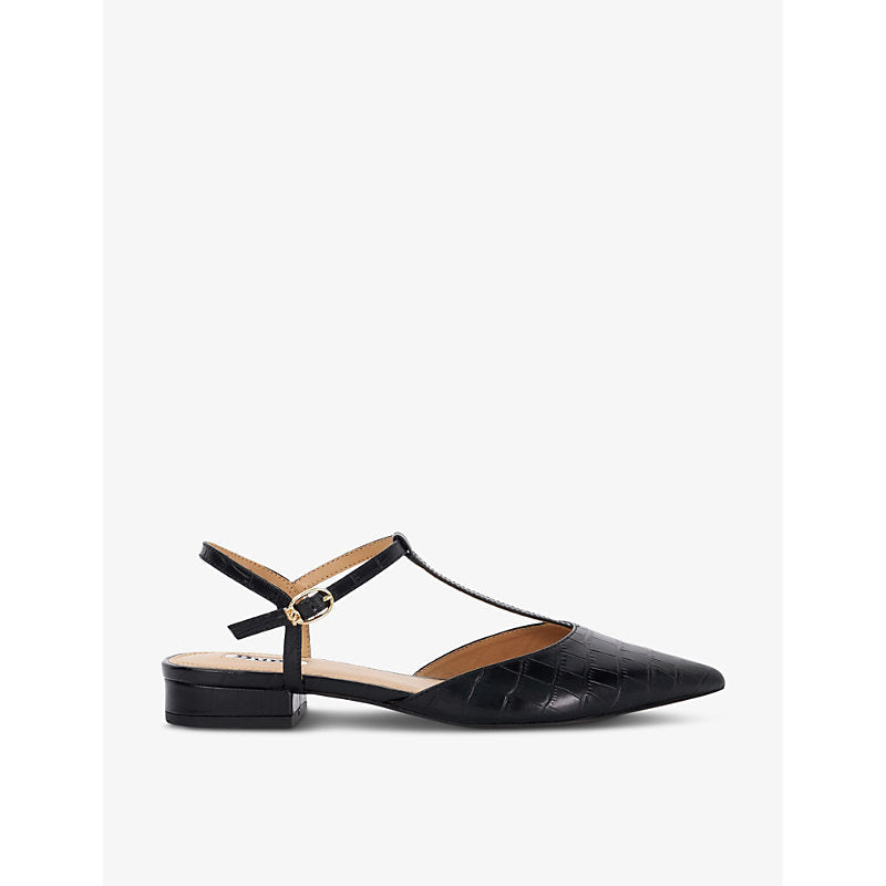 Dune Harler T-bar pointed-toe leather pumps