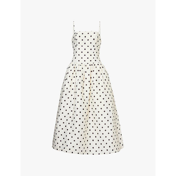  Self-Portrait Polka-dot-print two-slip-pockets woven midi dress