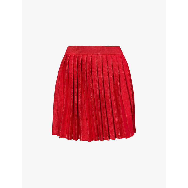  Self-Portrait Pleated regular-fit knitted mini skirt