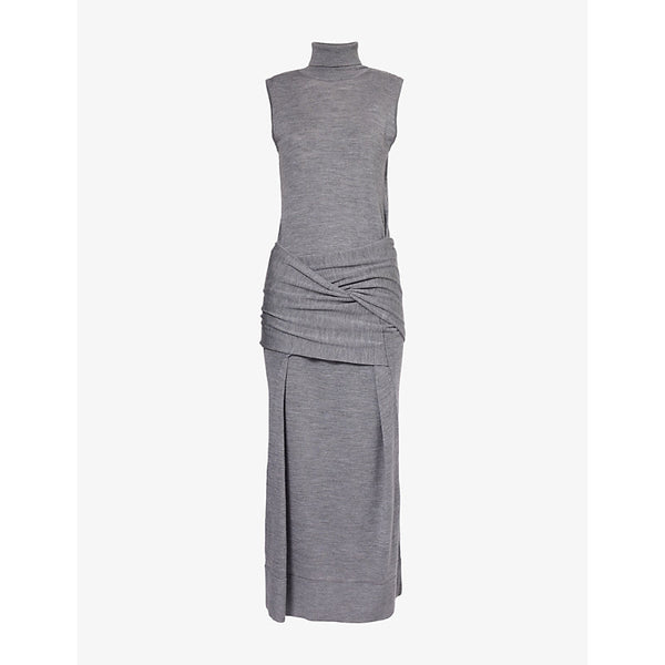 Toteme Draped sleeveless wool-silk knitted maxi dress