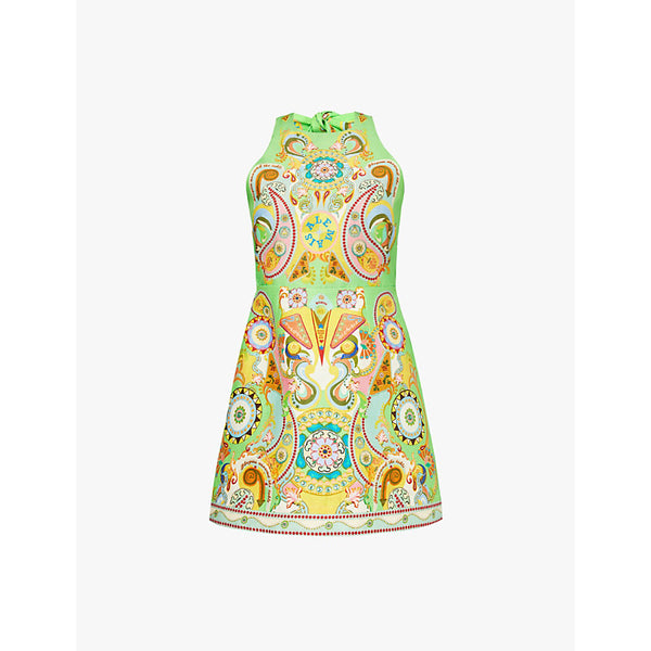 Alemais Pinball graphic-print linen-blend mini dress