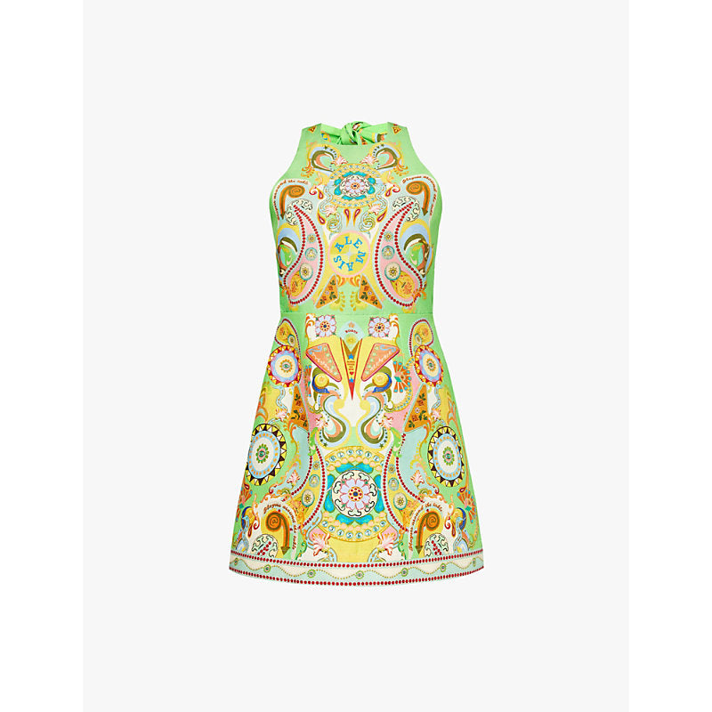 Alemais Pinball graphic-print linen-blend mini dress | ALEMAIS