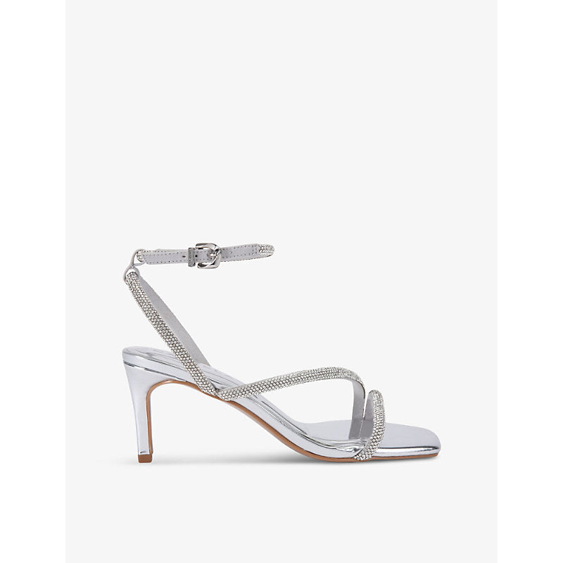 Carvela Paparazzi Low crystal-embellished metallic heeled sandals | Carvela