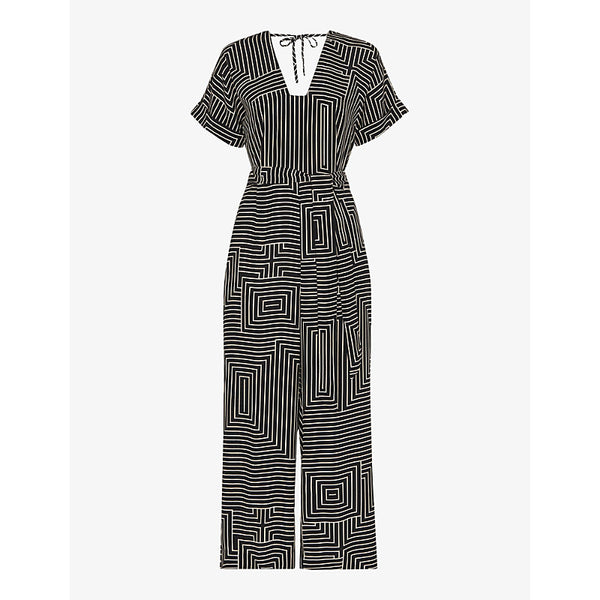 Whistles Angled stripe-print short-sleeve woven jumpsuit