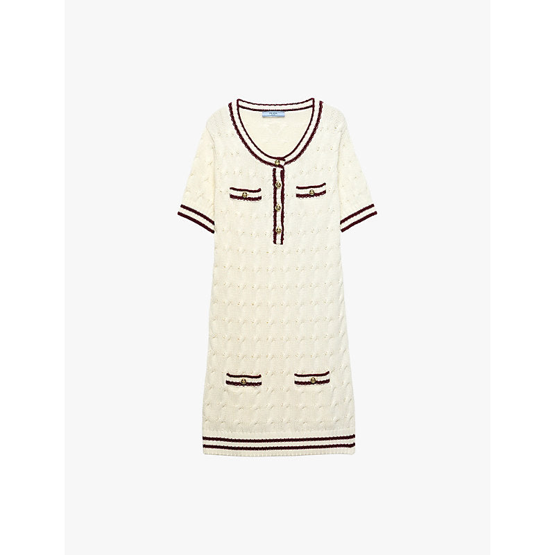 Prada Round-neck button-down cotton mini dress