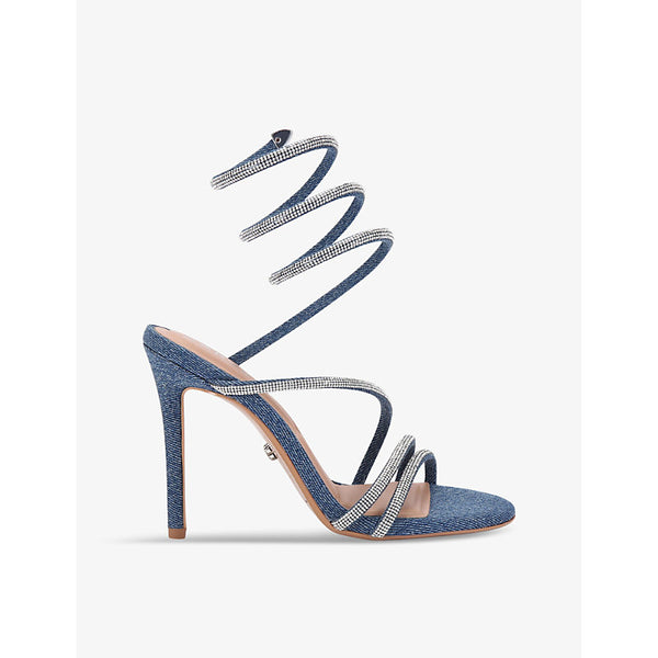 Carvela Spiral crystal-embellished denim heeled sandals