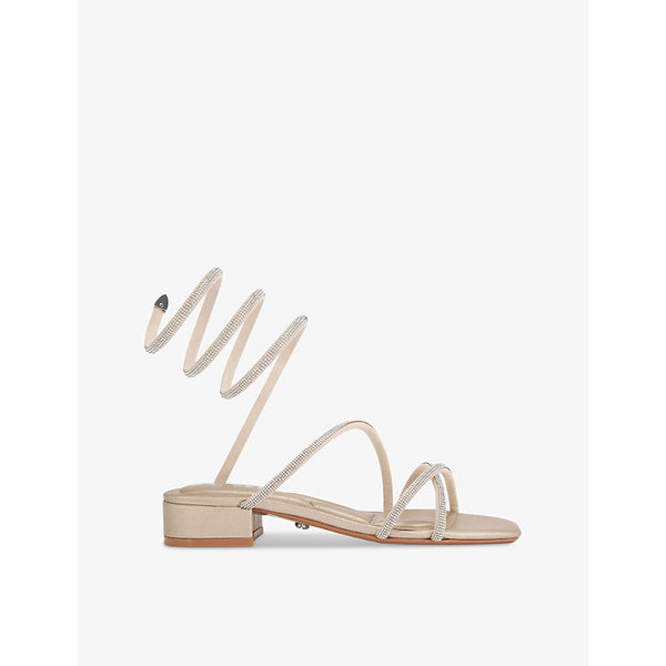 Carvela Spiral crystal-embellished faux-leather block-heel sandals