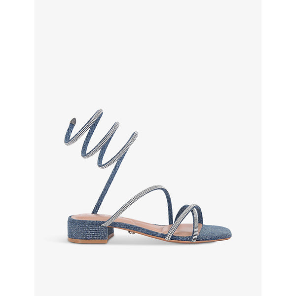 Carvela Spiral crystal-embellished denim block-heel sandals