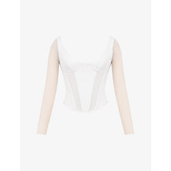  House Of Cb Araminta corseted woven and stretch-mesh top