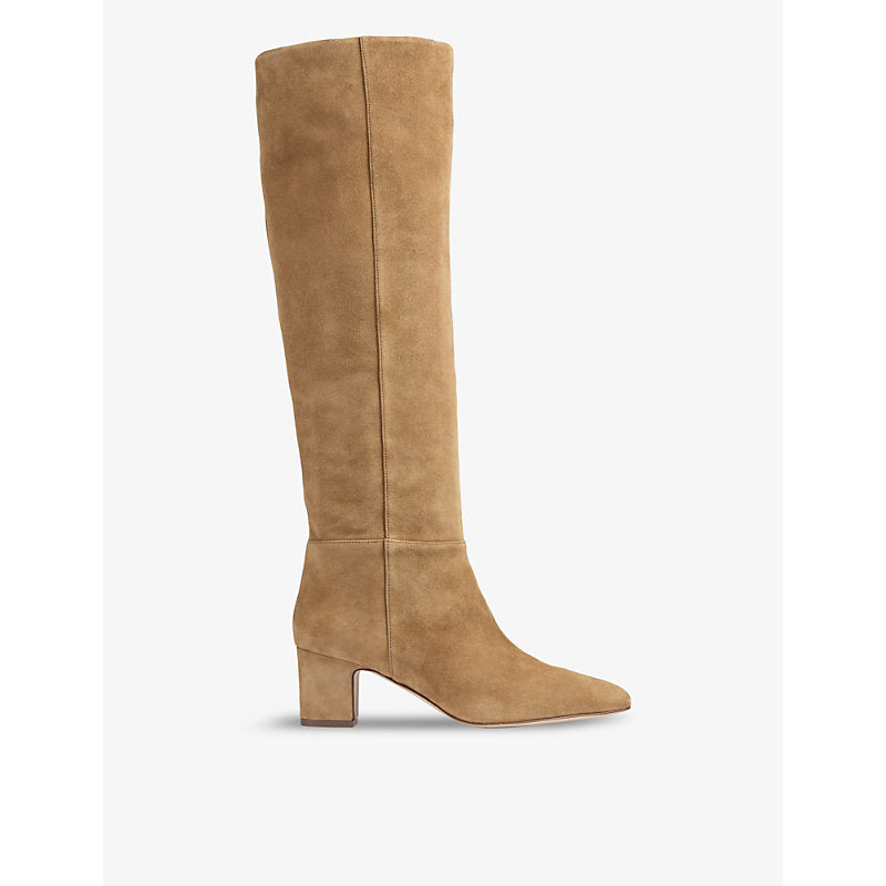 Lk Bennett Alessia slouch block-heel suede knee-high boots | Lk Bennett