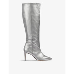 Lk Bennett Astrid pointed-toe metallic leather heeled knee-high boots