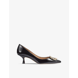 Lk Bennett Uma buckle-embellished patent-leather heeled courts&nbsp;