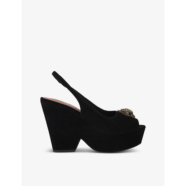 Kurt Geiger London Belgravia eagle head-embellished suede slingback platform sandals