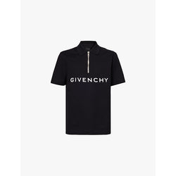  Givenchy Classic-fit text-print cotton-jersey polo shirt