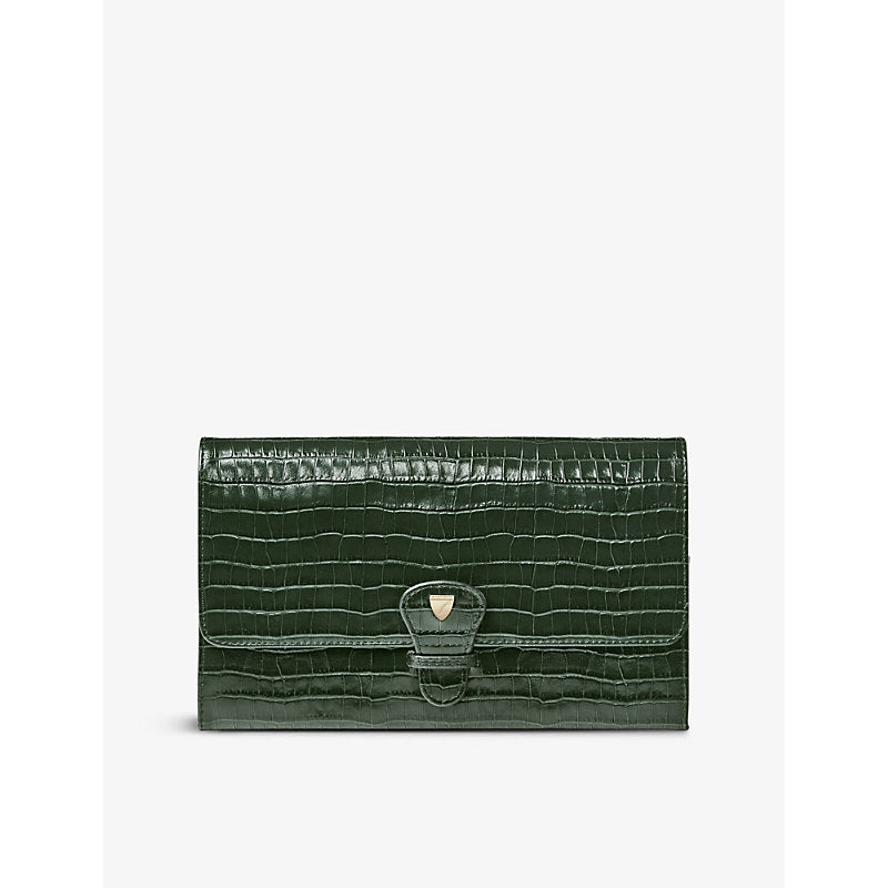 Aspinal Of London Croc-effect leather travel wallet | Aspinal Of London